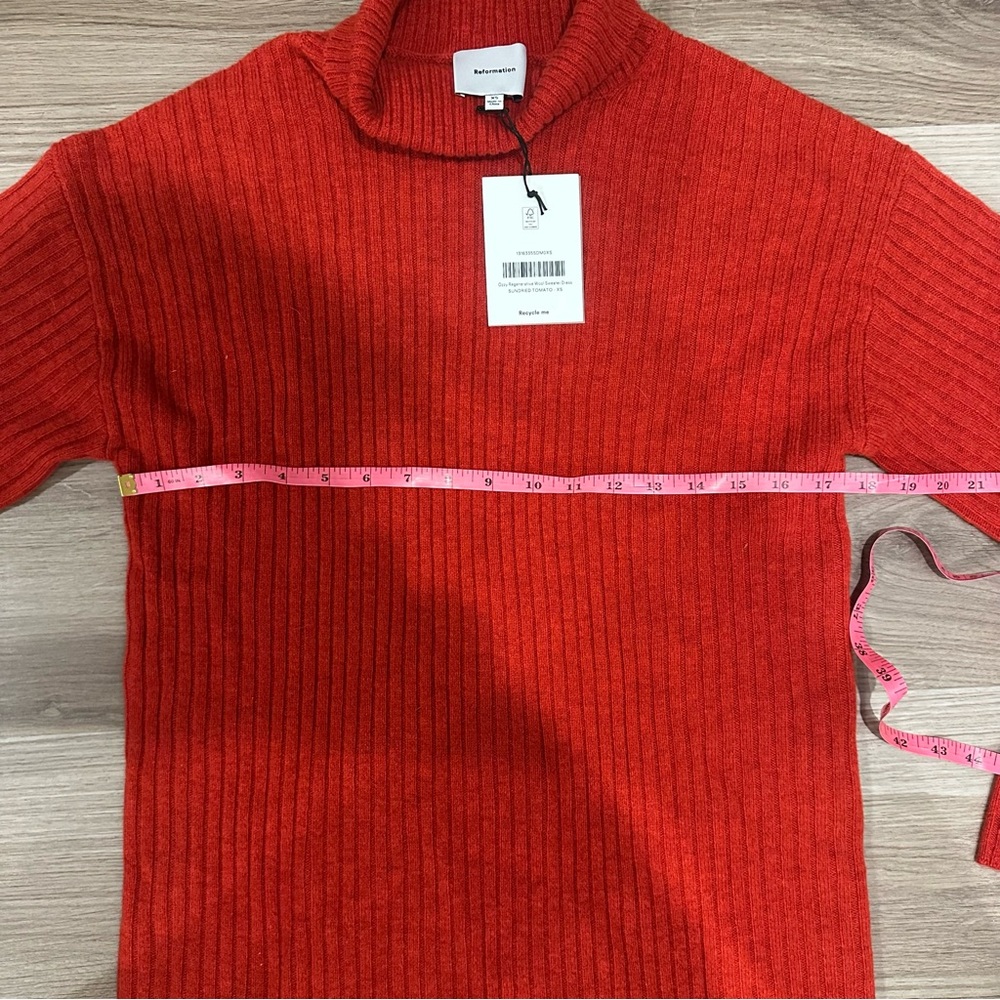 NWT Reformation Ozzy Regenerative Wool Sweater Dress size XS SUNDRIED TOMATO new - Picture 6 of 11